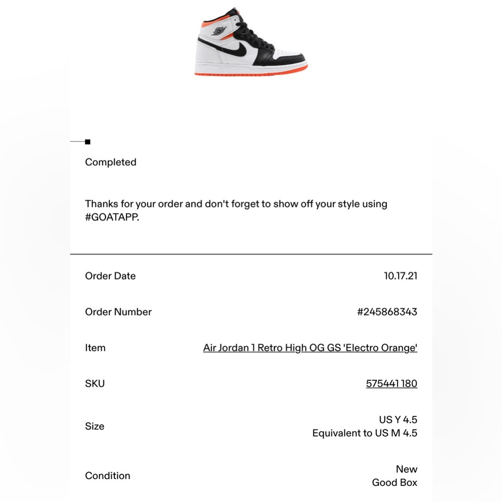 Air Jordan 1 Retro High OG “Electro Orange” Sneakers - Picture 8 of 8